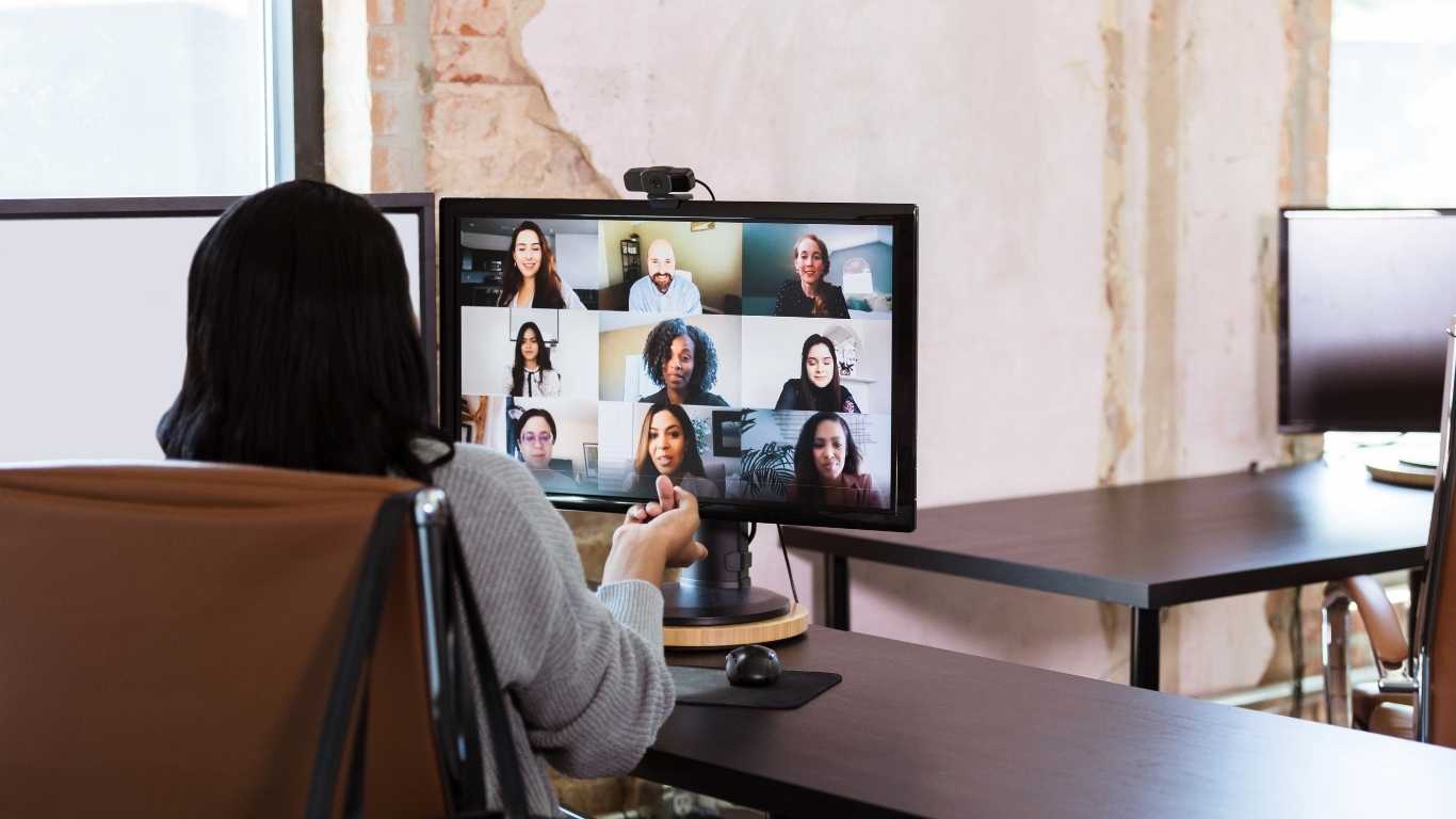 People attending a virtual meeting